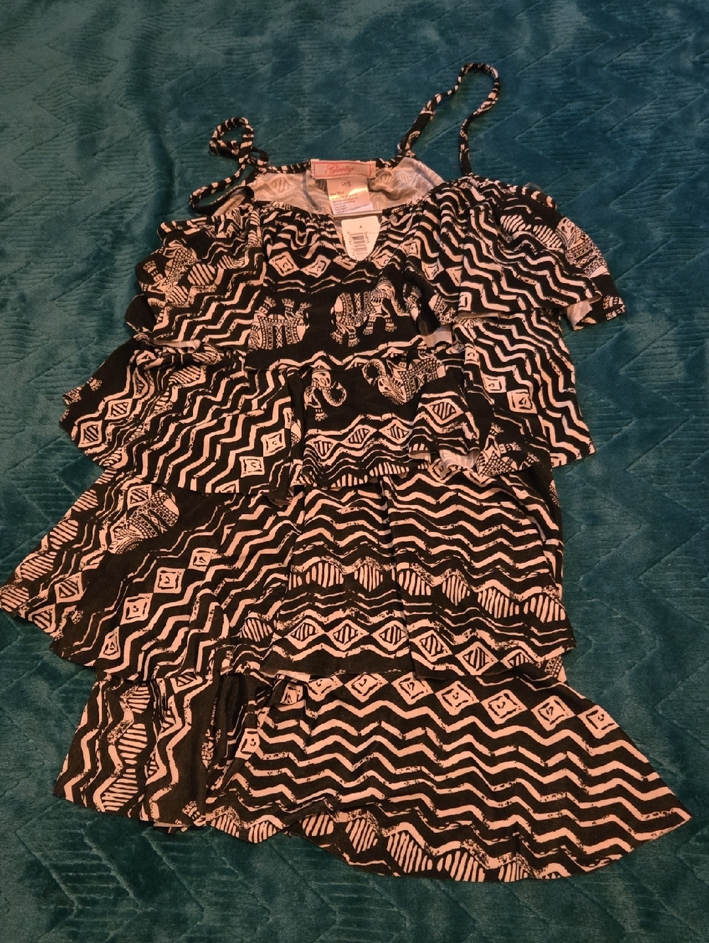 Black and White Printed Tiered Blouse